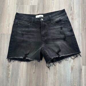 Vervet Black Denim Distressed Shorts Large